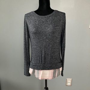 2/$15- Maurices Plaid Lace Up Top